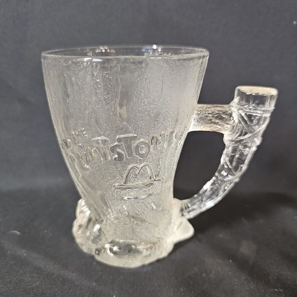 Vintage McDonalds 1993 Flinstones Mammoth Tusk Cup Sculptured Glass Roc Donaldβs